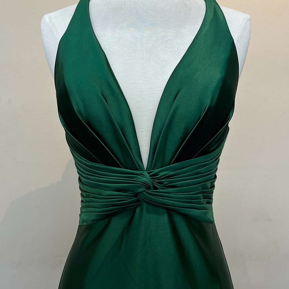 NEW EMERALD LONG SHEATH SLEEVELESS DRESS WITH DEEP NECKLINE & ZIPPER BACK AC5039 - Picture 3 of 8